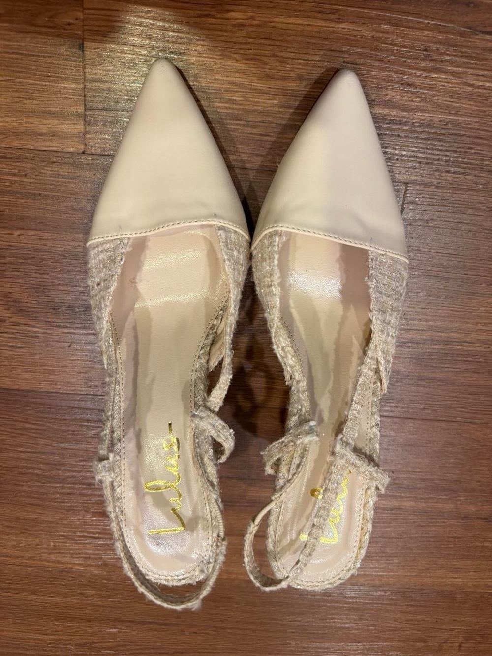 Cream Pointed Toe Kitten Heel Pumps